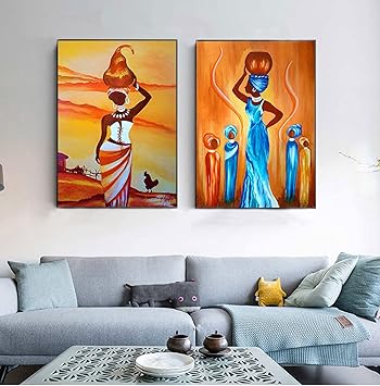 北欧スタイル2ピース50x70cmフレームなしアフリカの女性ヴィンテージ